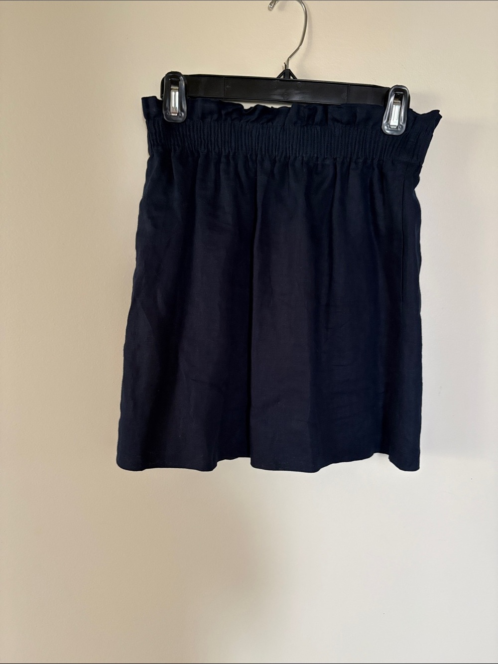 J. Crew Navy Smocked-Waist Mini Skirt